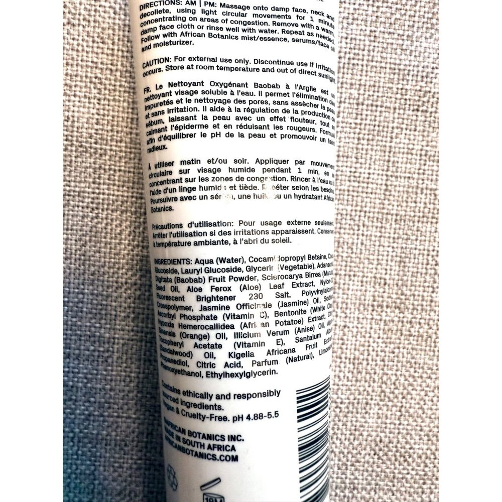 African Botanics Baobab Clay Oxygenating Cleanser 100ml Ultra Gentle Vegan - Picture 3 of 9